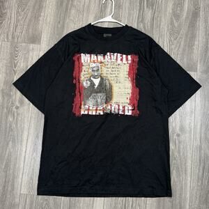 Rare Vintage Y2K Tupac Shakur Makaveli Brand Printed Black Shirt Rap HipHop Sz L